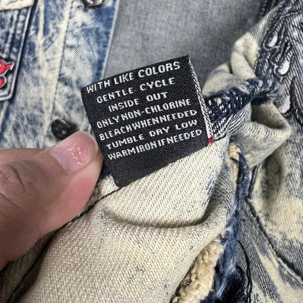 Imperious Vest Mens Lg Denim Distressed Rock N Roll Y2K Acid Wash Streetwear 90s